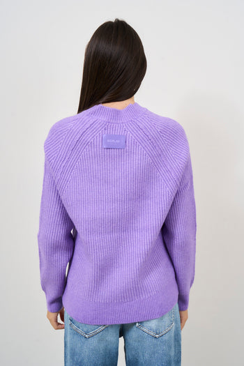 Maglione donna scollo a V lavanda - 4