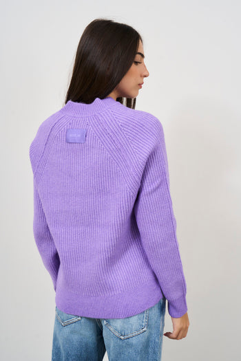 Maglione donna scollo a V lavanda - 5