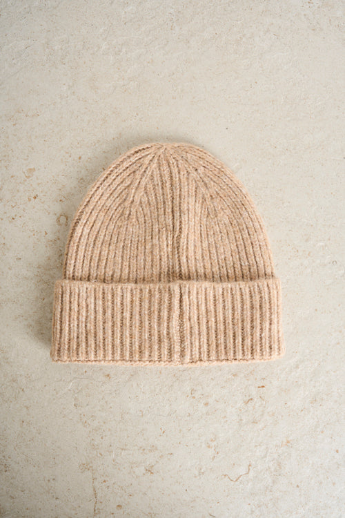 Cappello Beanie in misto lana beige - 2