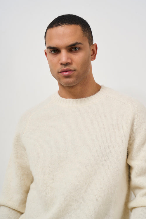 Men's white crew neck sweater - 2