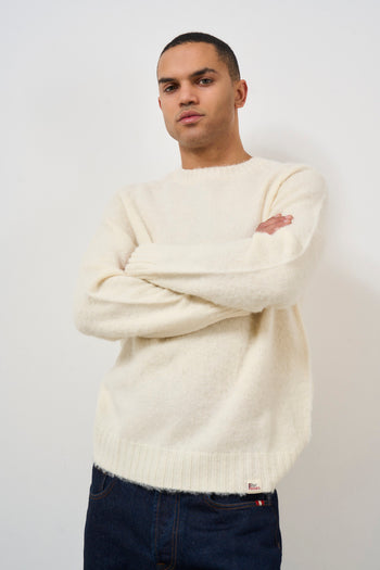 Men's white crew neck sweater - 3