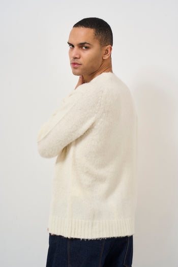 Men's white crew neck sweater - 4