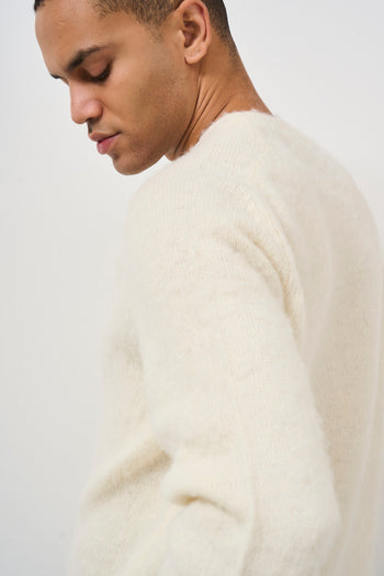 Men's white crew neck sweater - 5