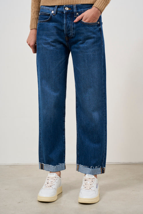 Jeans dritto donna blu scuro