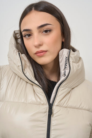 Women's cream quilted lacquered down jacket - 3