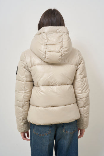 Women's cream quilted lacquered down jacket - 5