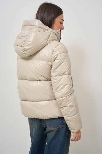 Women's cream quilted lacquered down jacket - 6