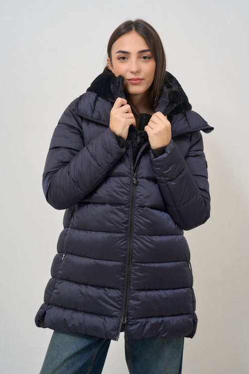 Women's black quilted down jacket - 2