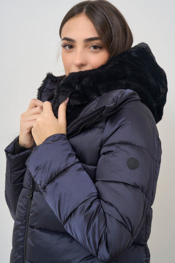 Women's black quilted down jacket - 3