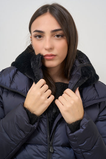 Women's black quilted down jacket - 4