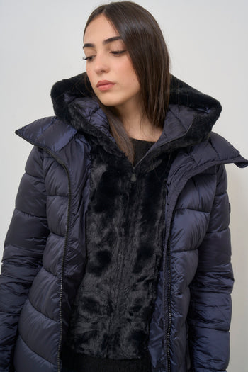 Women's black quilted down jacket - 7