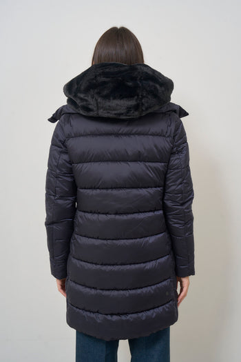 Women's black quilted down jacket - 8