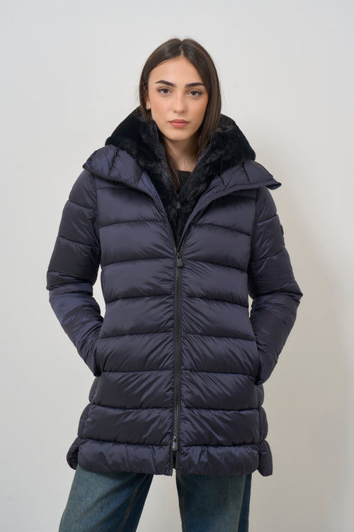 Women's black quilted down jacket