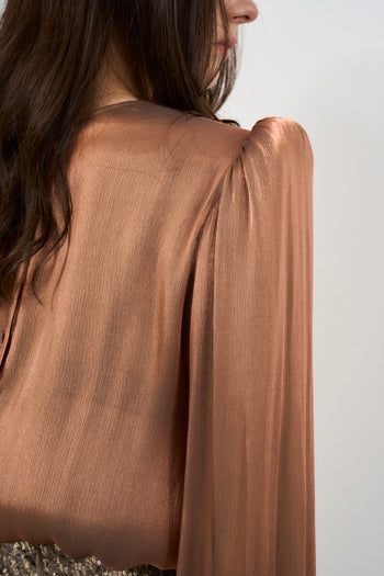 Blusa donna bronzo con polsino extra - 7