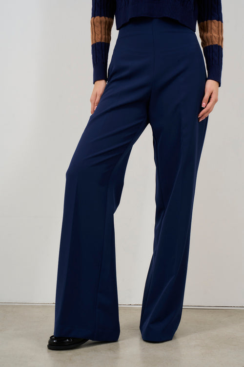 Pantalone donna gamba dritta blu notte