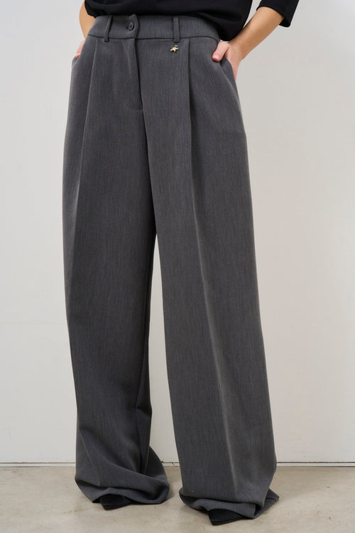 Pantalone donna palazzo grigio