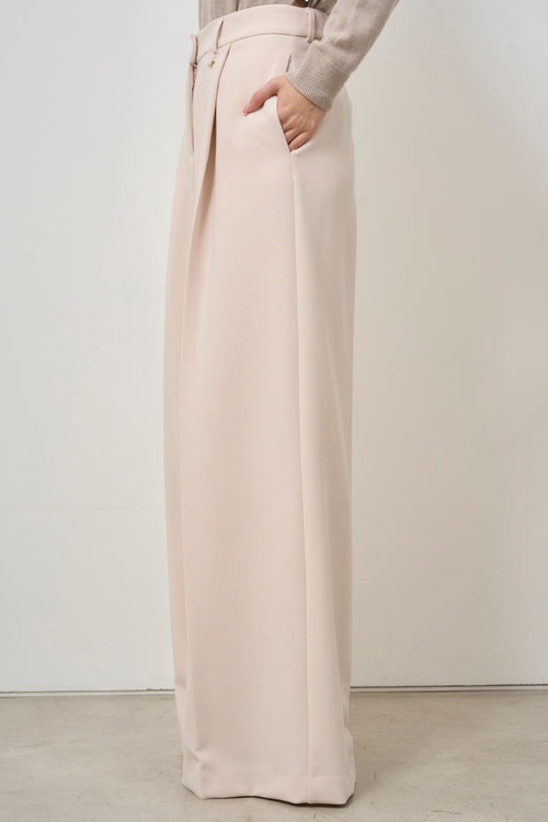 Women's cream palazzo trousers - 2