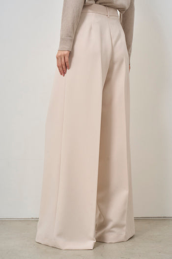 Women's cream palazzo trousers - 3