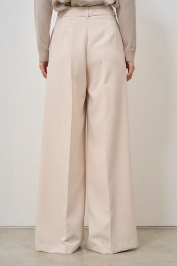 Women's cream palazzo trousers - 4