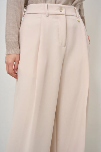 Women's cream palazzo trousers - 6