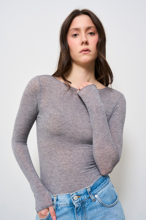 Maglia donna grigio semitrasparente - 2