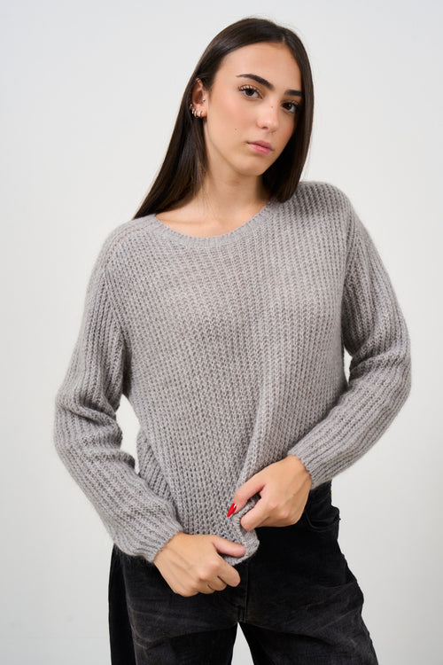 Maglione grigio in mohair - 2