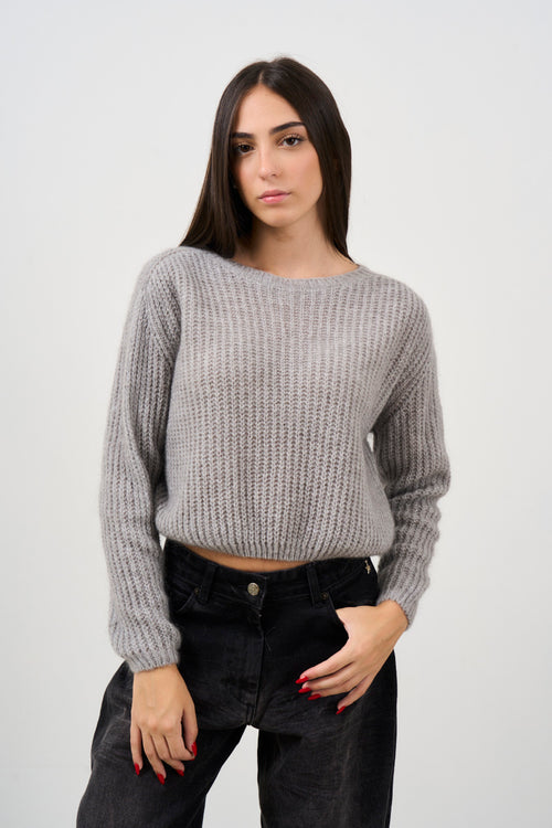 Maglione grigio in mohair - 1