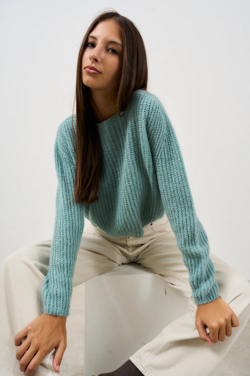 Maglione celeste in mohair