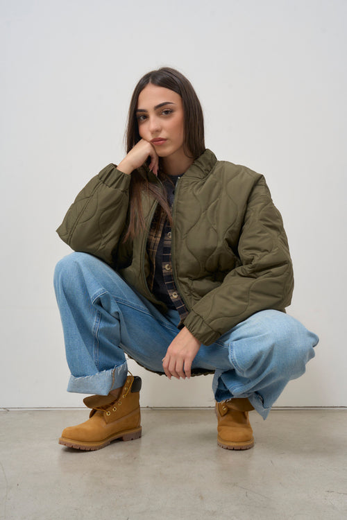 Women's military green bomber jacket - 2