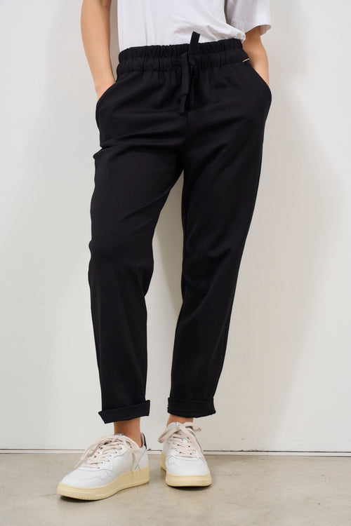 Pantalone donna nero carrot fit