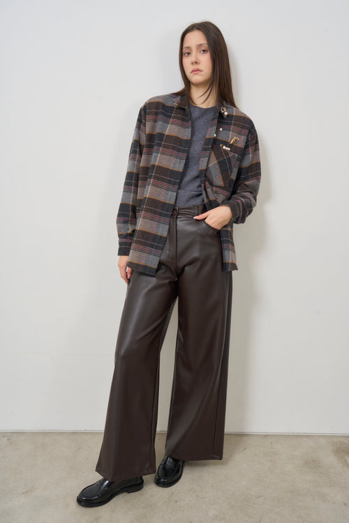 Brown checked women's shirt