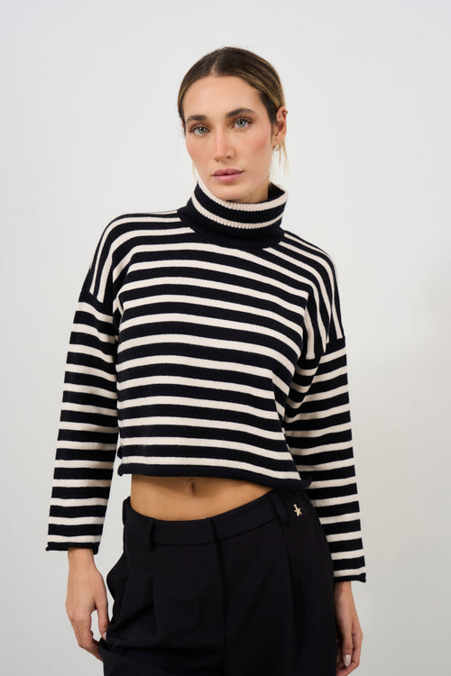 Women's black and white striped sweater