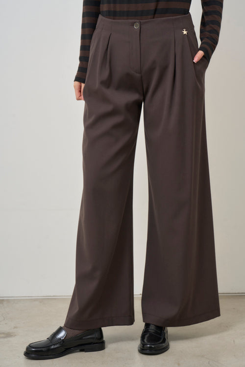 Pantalone donna a palazzo marrone