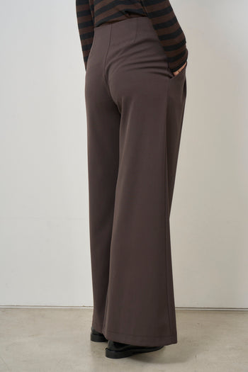 Pantalone donna a palazzo marrone - 4