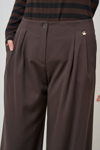 Pantalone donna a palazzo marrone - 6