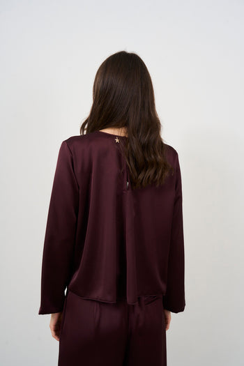 Blusa girocollo in raso donna - 4