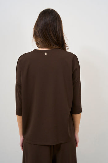 Blusa donna marrone manica a tre quarti - 4