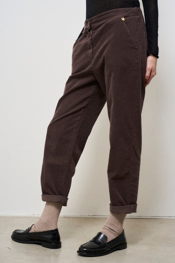 Pantalone donna in velluto marrone - 3