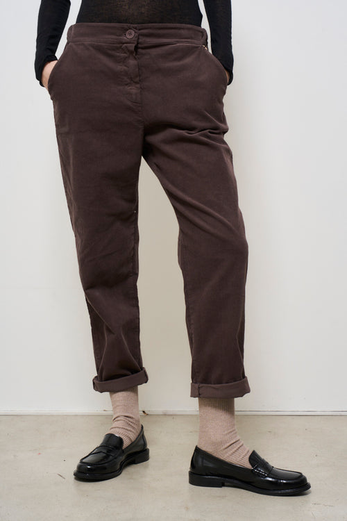 Pantalone donna in velluto marrone