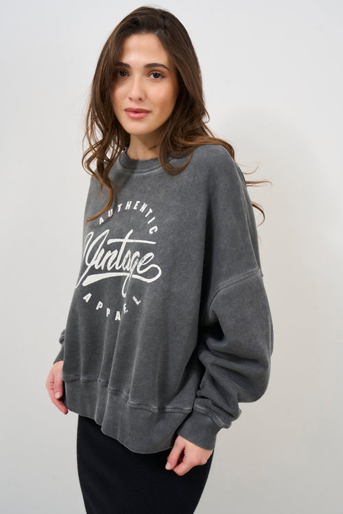 Women's anthracite sweatshirt with print - 2