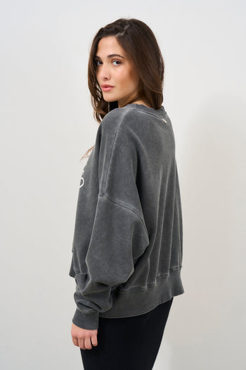 Women's anthracite sweatshirt with print - 4