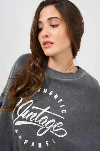 Women's anthracite sweatshirt with print - 5