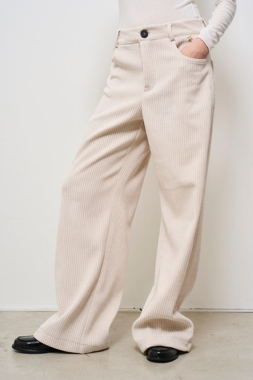 Pantalone donna in velluto panna - 2