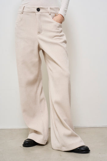 Pantalone donna in velluto panna - 8