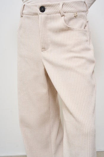 Pantalone donna in velluto panna - 9