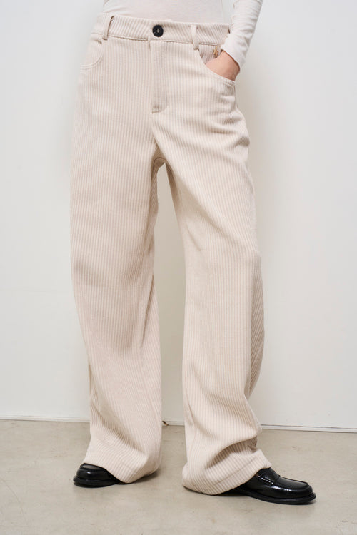 Pantalone donna in velluto panna