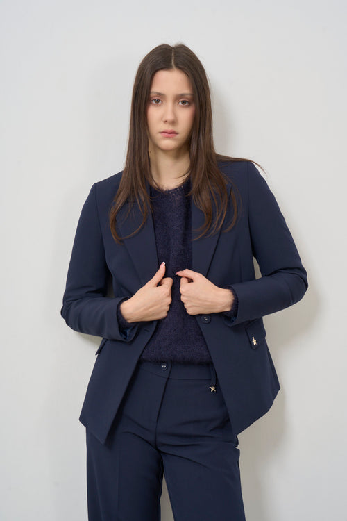 Women's single-breasted blue jacket