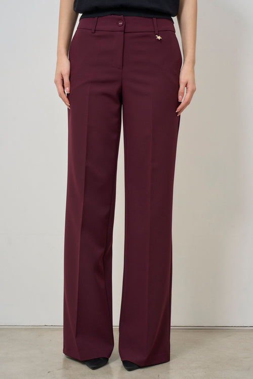 Pantalone donna a palazzo bordeaux