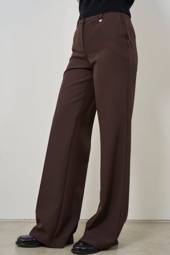 Pantalone donna a palazzo marrone - 3