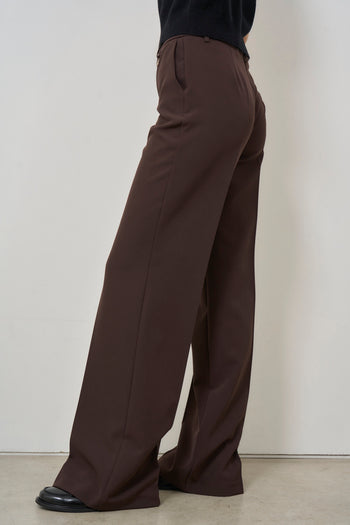 Pantalone donna a palazzo marrone - 4